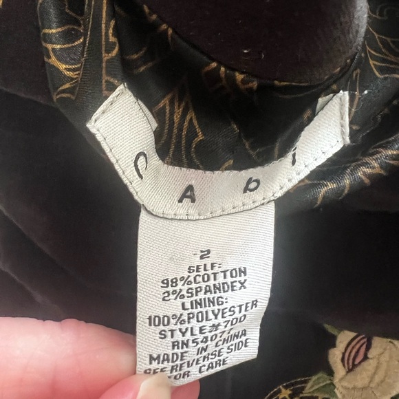 CAbi Black Velvet Embroidered Floral Coat Boho Statement Jacket Size 2 - Picture 12 of 16